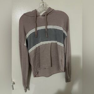 Hippie Rose Men's Hoodie with Stripes in Brown and Gray